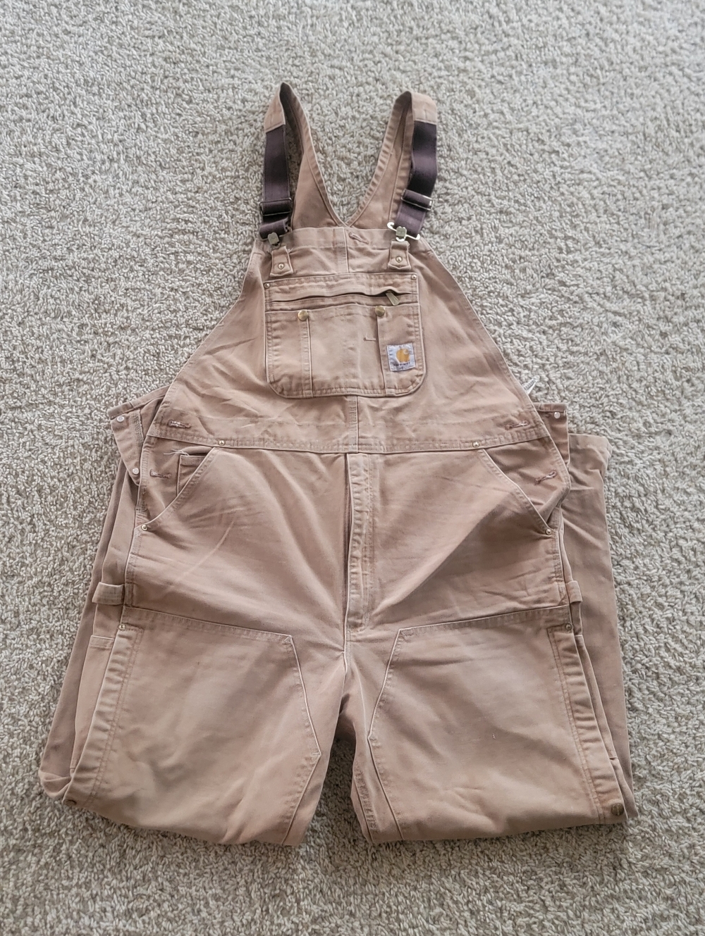 Vintage Carhartt Brown Bib Overalls 42x32 Men's Work Wear / Outerwear VTG